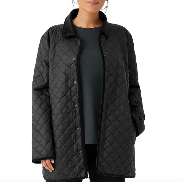 Eileen Fischer Women's Long Recycled Quilted Puffer Coat - XL - Picture 1 of 9